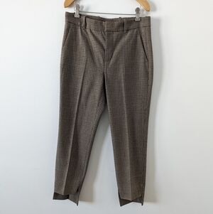 NEW Zara Woman Classic Houndstooth Trousers, Size US 4, Sleek Brown and White